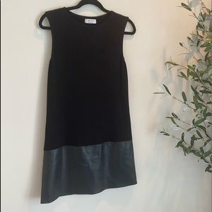 Black dress with faux leather detail